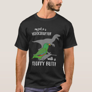 Mijn huisdier is een velociraptor met een pluizige t-shirt