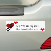 Mijn huisdieren zijn mijn kinderen bumpersticker (Op auto)