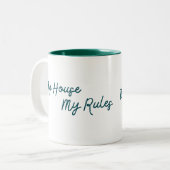 Mijn huisregels zijn zo simpel tweekleurige koffiemok (Voorkant links)