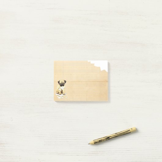 Mijn huiswerk van Pug Ate Post-it® Notes (Op bureau)