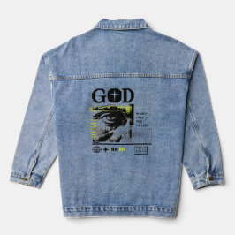 Mijn hulp komt van de Heer Psalm 121:2 retrowave Denim Jacket