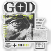 Mijn hulp komt van de Heer Psalm 121:2 retrowave Sticker (Voorkant)