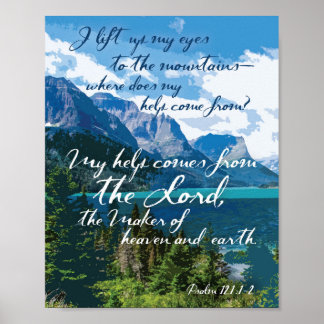 Mijn hulp komt van de Lord Psalm 121 Mountain Art Poster