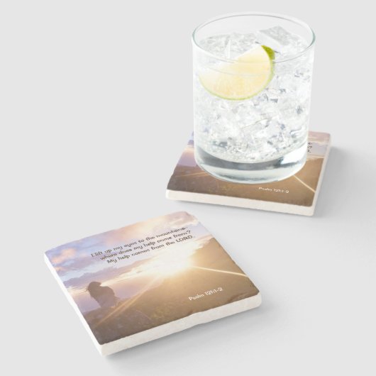 Mijn hulp komt van de LORD. Stenen Onderzetter (Zijkant)