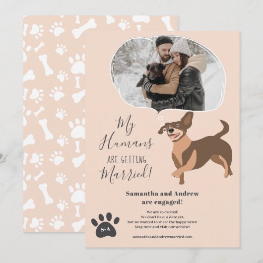 Mijn Humans gaan trouwen verloving grappige foto Aankondiging (Voorkant / Achterkant)