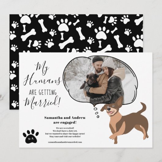 Mijn Humans gaan trouwen verloving grappige foto Aankondiging (Voorkant / Achterkant)