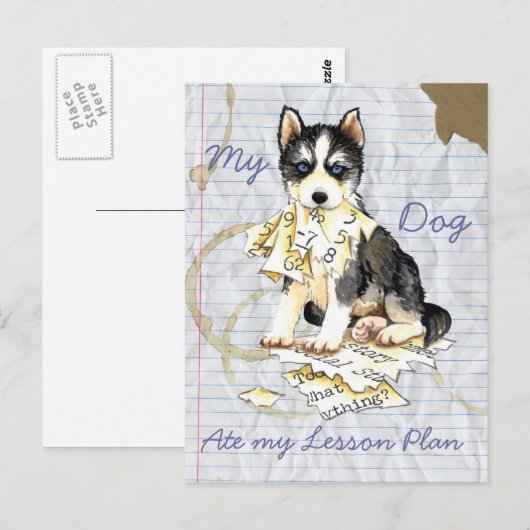 Mijn Husky Ate mijn Lesson Plan Briefkaart (Voorkant / Achterkant)
