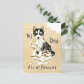 Mijn Husky Ate mijn thuiswerk Briefkaart (Staand voorkant)