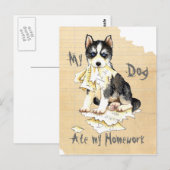 Mijn Husky Ate mijn thuiswerk Briefkaart (Voorkant / Achterkant)