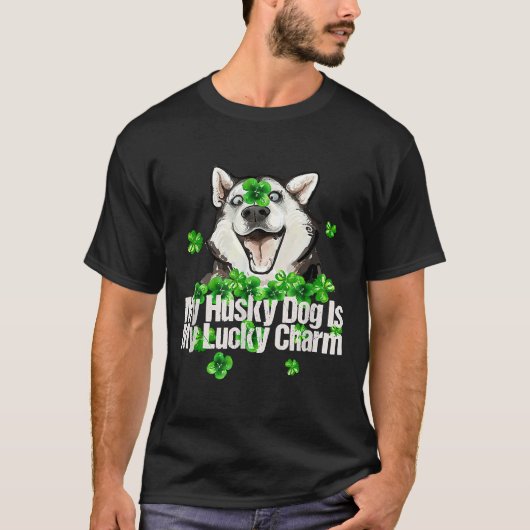 Mijn husky hond is mijn geluksbrenger t-shirt (Voorkant)