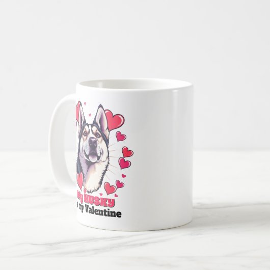 Mijn Husky is mijn Valentijn Schattige Funny Koffiemok (Voorkant links)