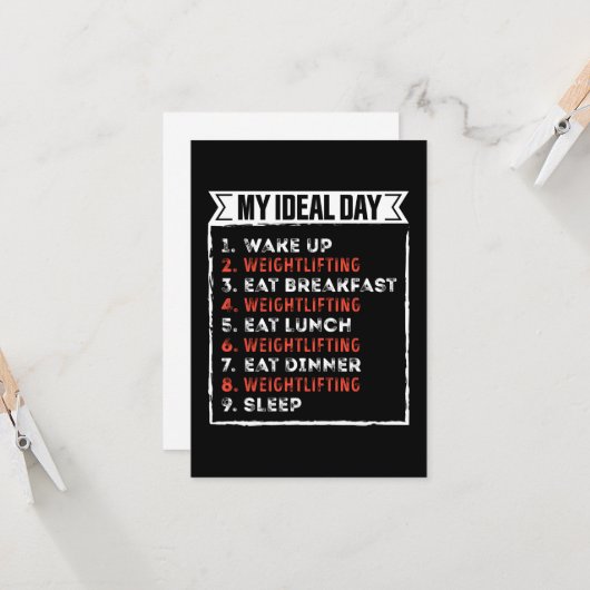Mijn ideale dag grappny Weightlift Birthday Gift Kaart (Voorkant / Achterkant in situ)