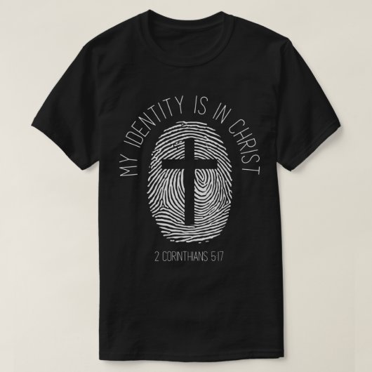 Mijn identiteit is in Jezus Christelijke Bijbel Ve T-shirt (Design voorkant)