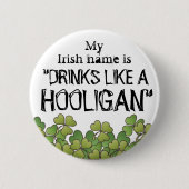 Mijn Ierse naam Hooligan St. Patrick's Day Button (Voorkant)