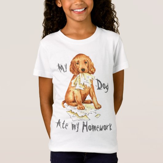 Mijn Ierse Setter Ate mijn thuiswerk T-Shirt (Voorkant)