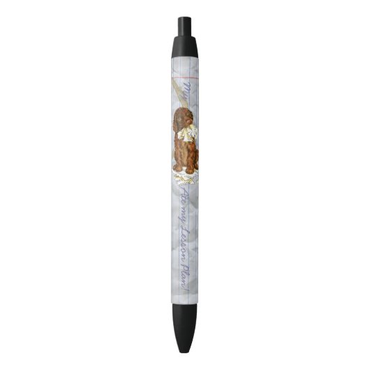 Mijn Ierse waterspaniel Ate My Lesson Plan Zwarte Inkt Pen (Voorkant Verticaal)