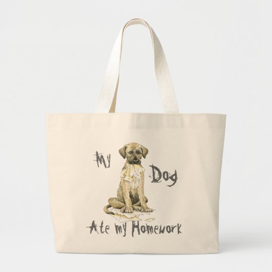 Mijn Ierse Wolfhound Ate mijn thuiswerk Grote Tote Bag (Voorkant)