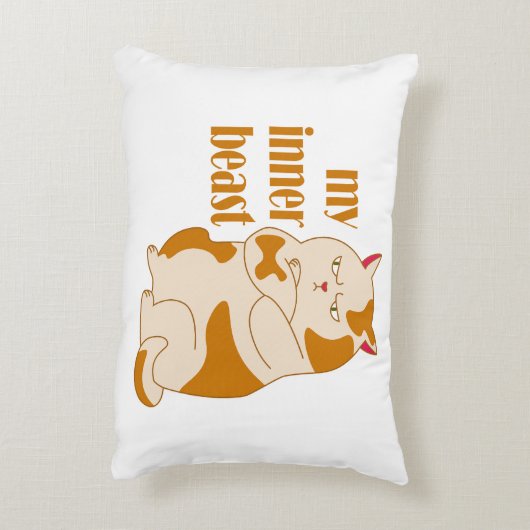 Mijn innerlijke beest luie dikke kat motivatie cit accent kussen (Achterkant (Verticaal))