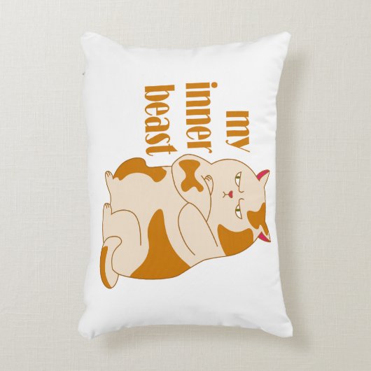 Mijn innerlijke beest luie dikke kat motivatie cit accent kussen (Voorkant(Verticaal))