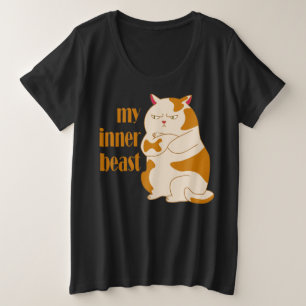 Mijn innerlijke beest luie dikke kat motivatie cit grote maat t-shirt