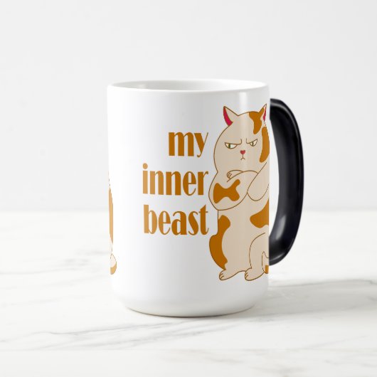 Mijn innerlijke beest luie dikke kat motivatie cit magische mok (Voorkant rechts)