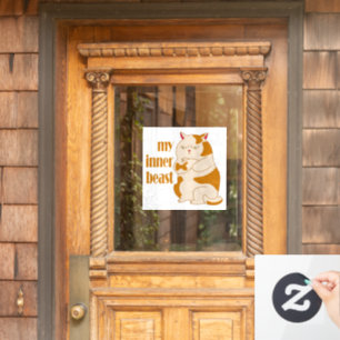 Mijn innerlijke beest luie dikke kat motivatie cit raamsticker