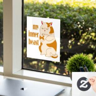 Mijn innerlijke beest luie dikke kat motivatie cit raamsticker