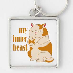 Mijn innerlijke beest luie dikke kat motivatie cit sleutelhanger
