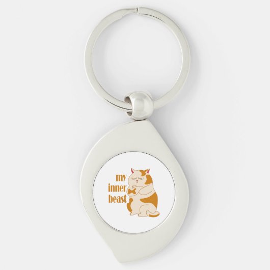 Mijn innerlijke beest luie dikke kat motivatie cit sleutelhanger (Voorkant)