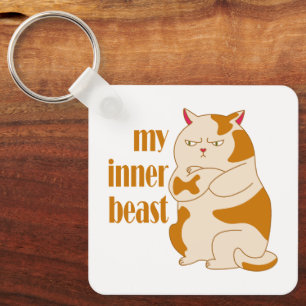 Mijn innerlijke beest luie dikke kat motivatie cit sleutelhanger