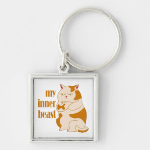 Mijn innerlijke beest luie dikke kat motivatie cit sleutelhanger