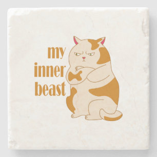 Mijn innerlijke beest luie dikke kat motivatie cit stenen onderzetter