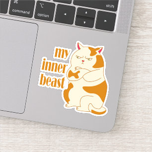 Mijn innerlijke beest luie dikke kat motivatie cit sticker