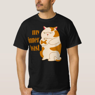 Mijn innerlijke beest luie dikke kat motivatie cit t-shirt