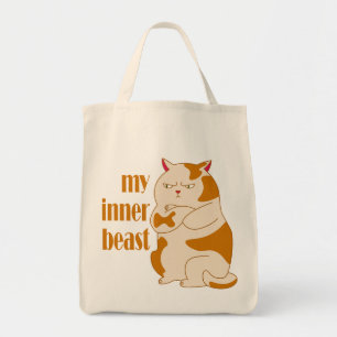 Mijn innerlijke beest luie dikke kat motivatie cit tote bag