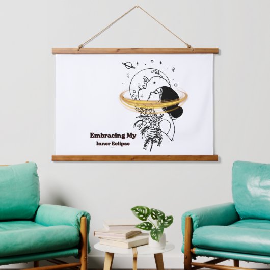 Mijn innerlijke eclips Celestiale Maan Lijnkunst o Hangend Wandkleed (Woonkamer)