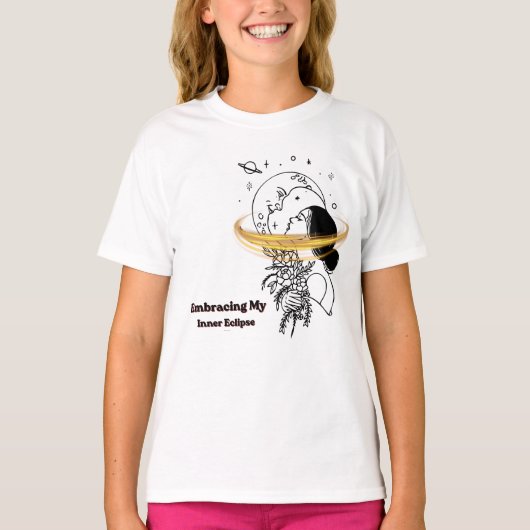 Mijn innerlijke eclips Celestiale Maan Lijnkunst o T-shirt (Voorkant)