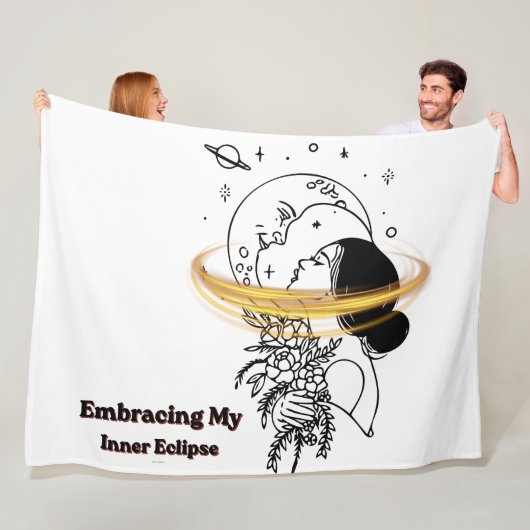 Mijn innerlijke eclips omarmen Celestial Moon Lijn Fleece Deken (In situ)
