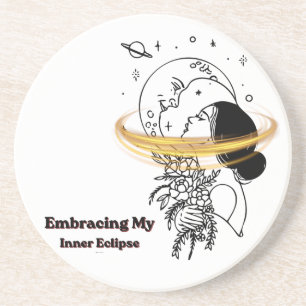 Mijn innerlijke eclips omarmen Celestial Moon Lijn Zandsteen Onderzetter