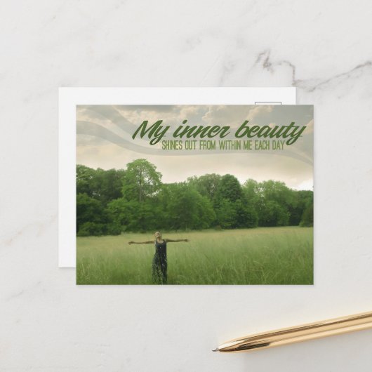 "Mijn innerlijke schoonheid" Motivatie Affirmatie Briefkaart (Voorkant / Achterkant in situ)