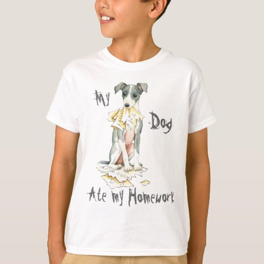 Mijn Italiaanse Greyhound Ate My Homework T-Shirt (Voorkant)