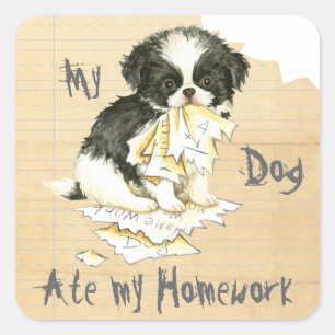 Mijn Japanse kin Ate Mijn thuiswerk Vierkante Sticker