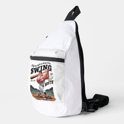 Mijn jongen zwaait misschien niet altijd, maar ik  sling bag (Rechterhoek)