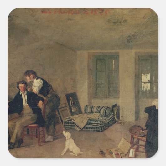 Mijn kamer in 1825 vierkante sticker (Voorkant)