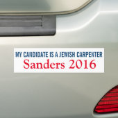 Mijn kandidaat is een joodse timmerman bumpersticker (Op auto)