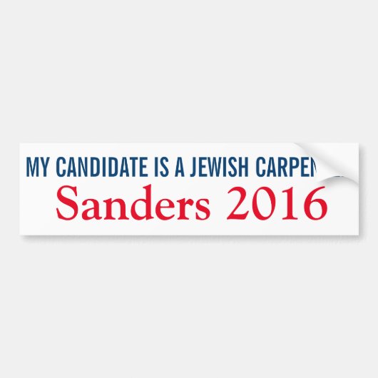 Mijn kandidaat is een joodse timmerman bumpersticker (Voorkant)