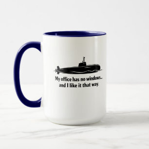 Mijn kantoor heeft geen ramen Onderzeeboot Humor Mok
