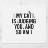 Mijn kat beoordeelt jou en ik ook Grappig huisdier Bier Etiket (Enkel label)