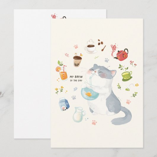 Mijn kat dagelijkse drankje bedankkaart (Voorkant / Achterkant)