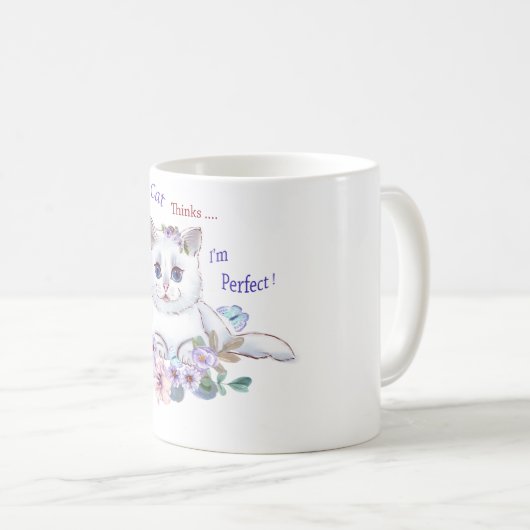 Mijn kat denkt dat ik perfect Cat Illustration Mok (Voorkant rechts)